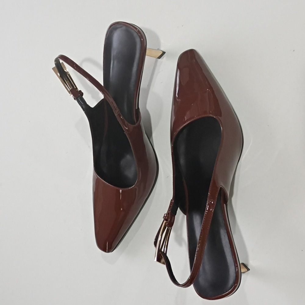 Iiimmu Chic Brown Slingback Heels Size 10 - Picture 11 of 14